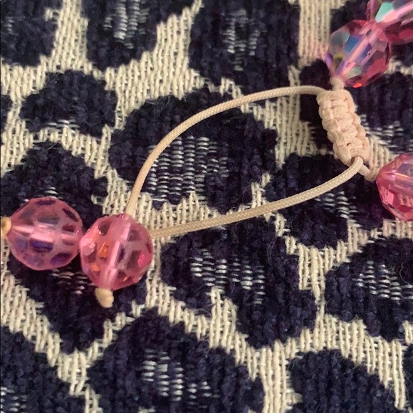 Pink crystal beaded adjustable bracelet - Picture 2 of 4
